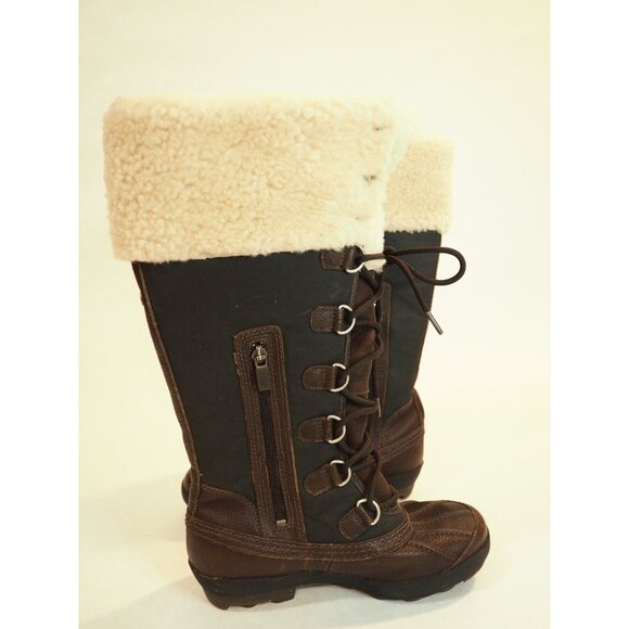 Ugg Tall Black Sheepskin Top Brown Leather Winter Duck Boots, Size 6 (US) - Picture 6 of 13